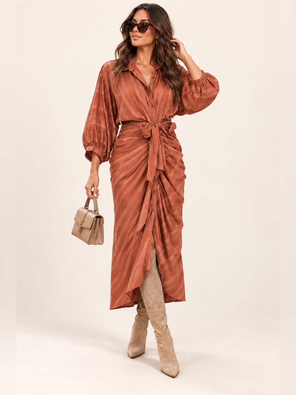 The Siena Draped Tie-Front Maxi Dress